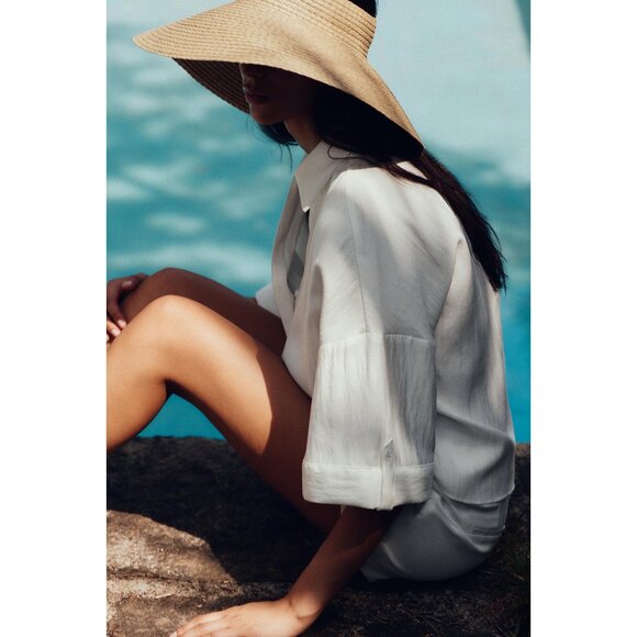 ZARA WIDE-BRIMMED WOVEN VISOR - Picture 1 of 6